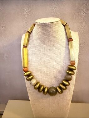 Handmade Brass & Stone Statement Necklace